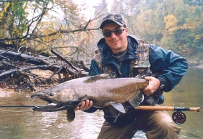Tony with a chinook Tony with a chinook